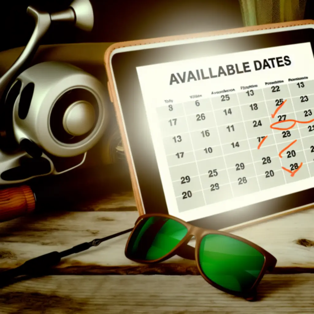 Kalendarz z zaznaczonymi terminami wypraw wędkarskich