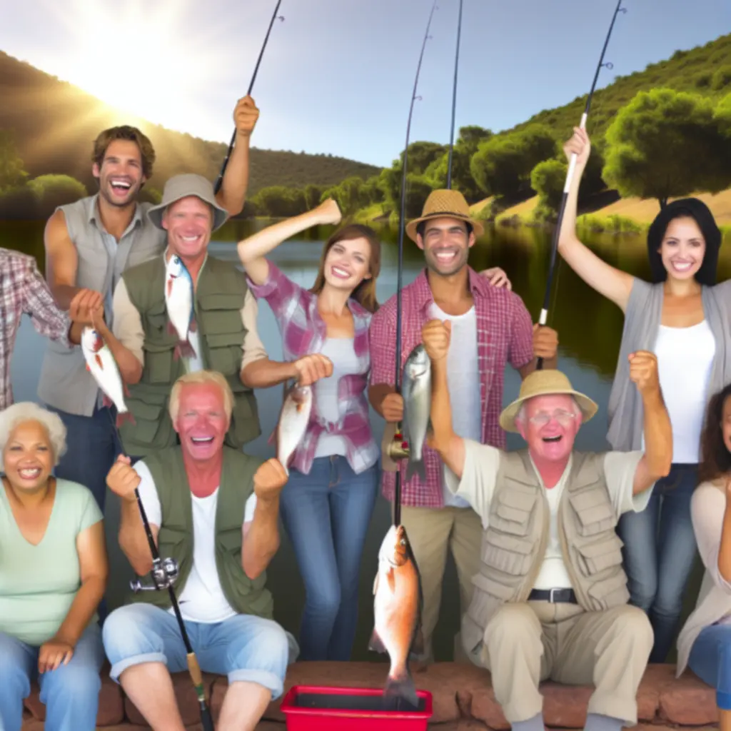 Grupa uczestników ADAM NIEMIEC FISHING prezentująca sportowy połów nad wodą