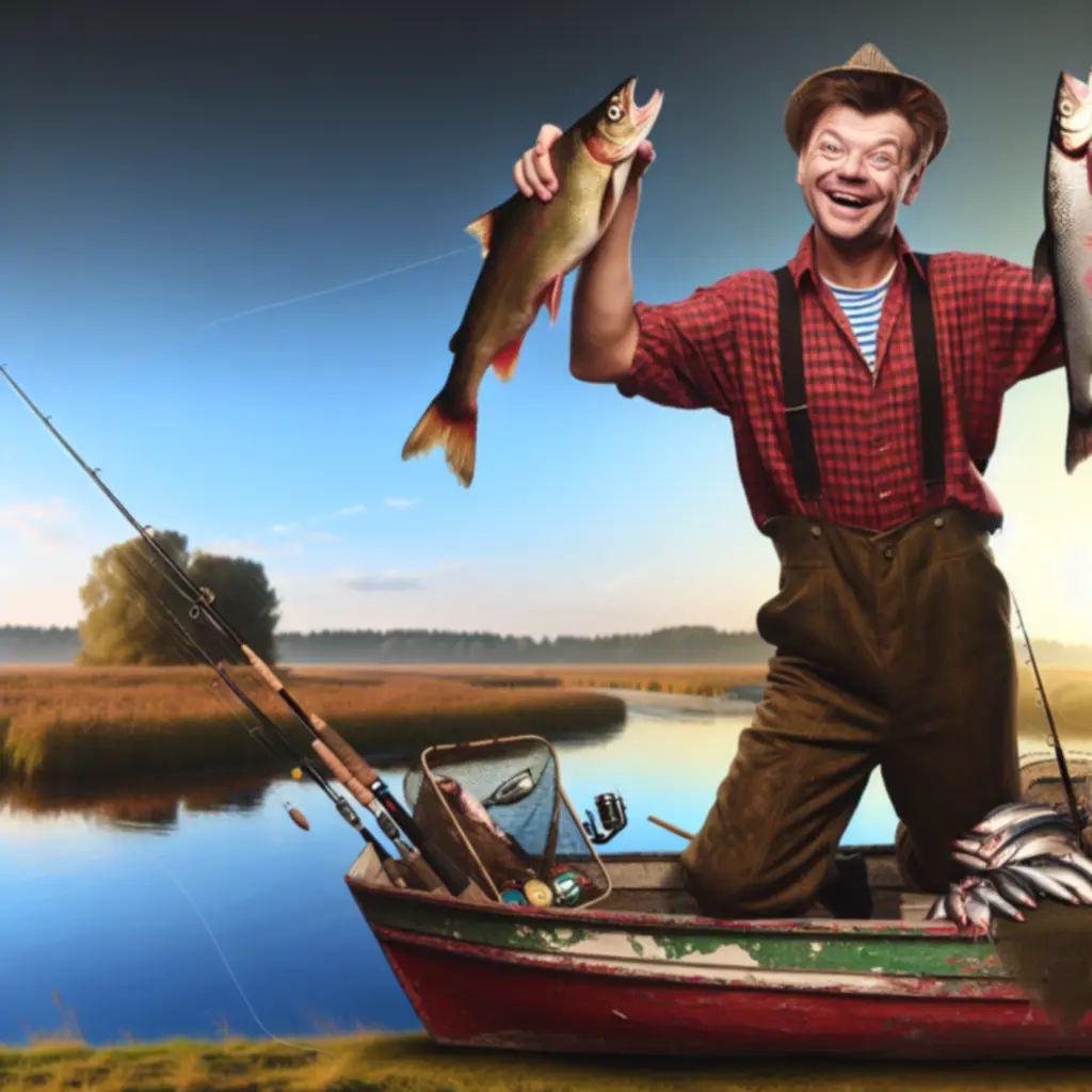 Członek społeczności prezentujący swoje osiągnięcia wędkarskie