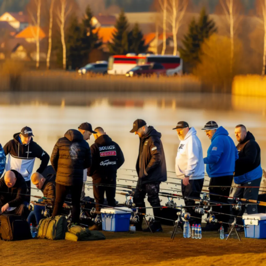 Grupa członków ADAM NIEMIEC FISHING podczas wspólnego spotkania nad wodą