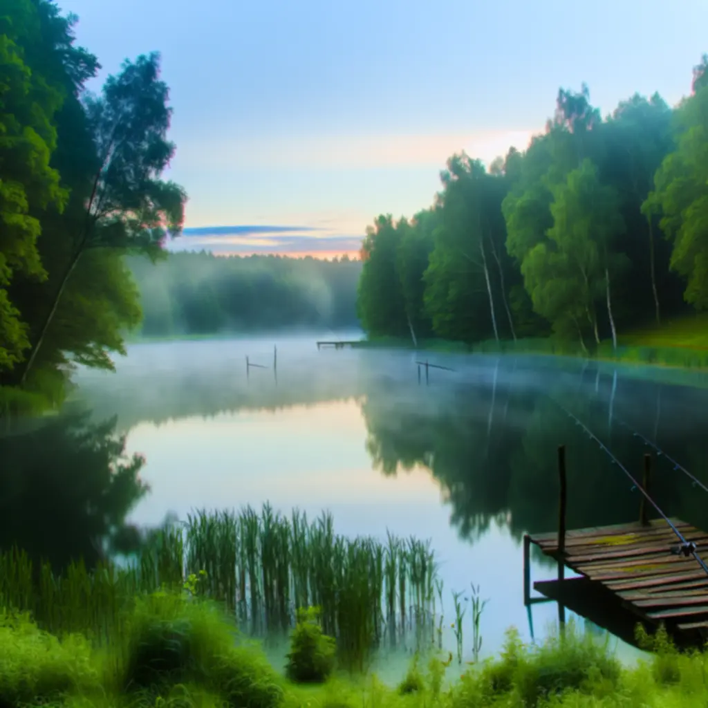 Poranny widok na polskie jezioro wędkarskie wykorzystywane przez ADAM NIEMIEC FISHING